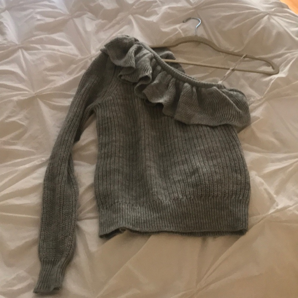 Rebecca Taylor Grey one shoulder sweater small